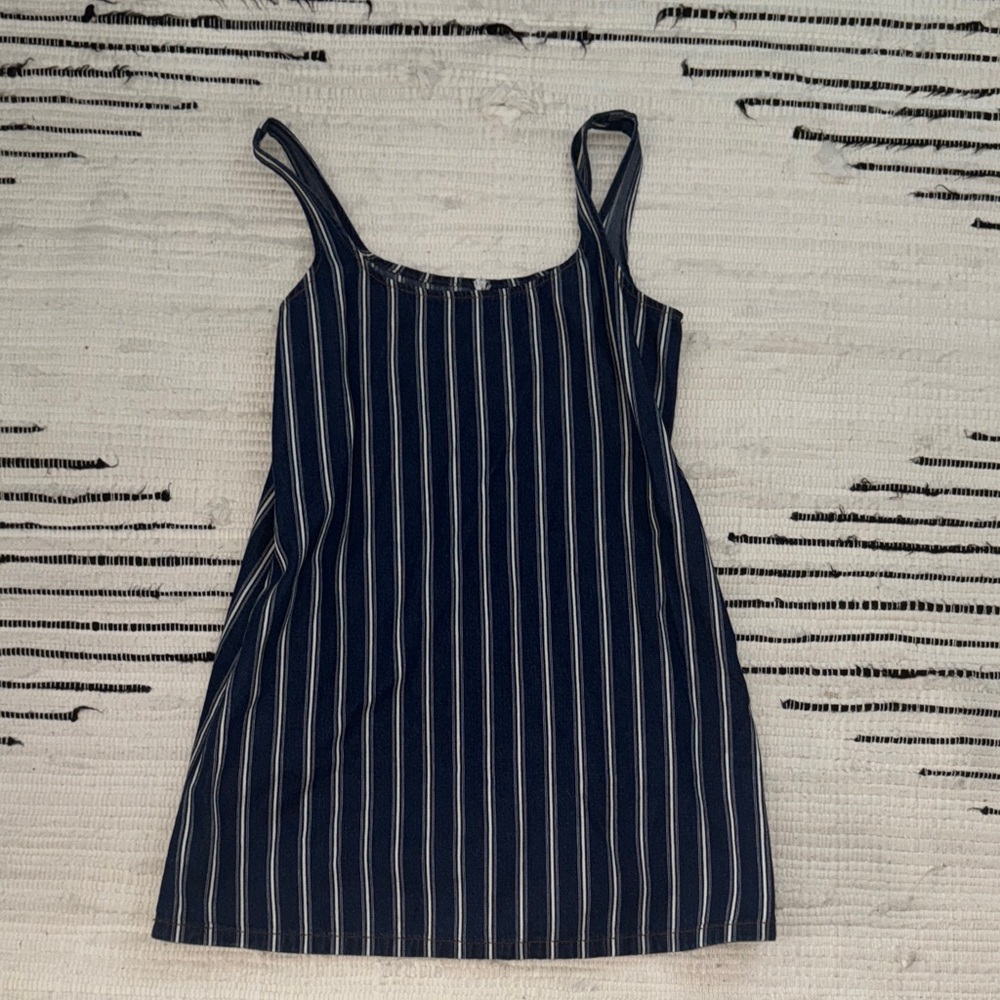 Cotton On Navy and White denim Striped Dress